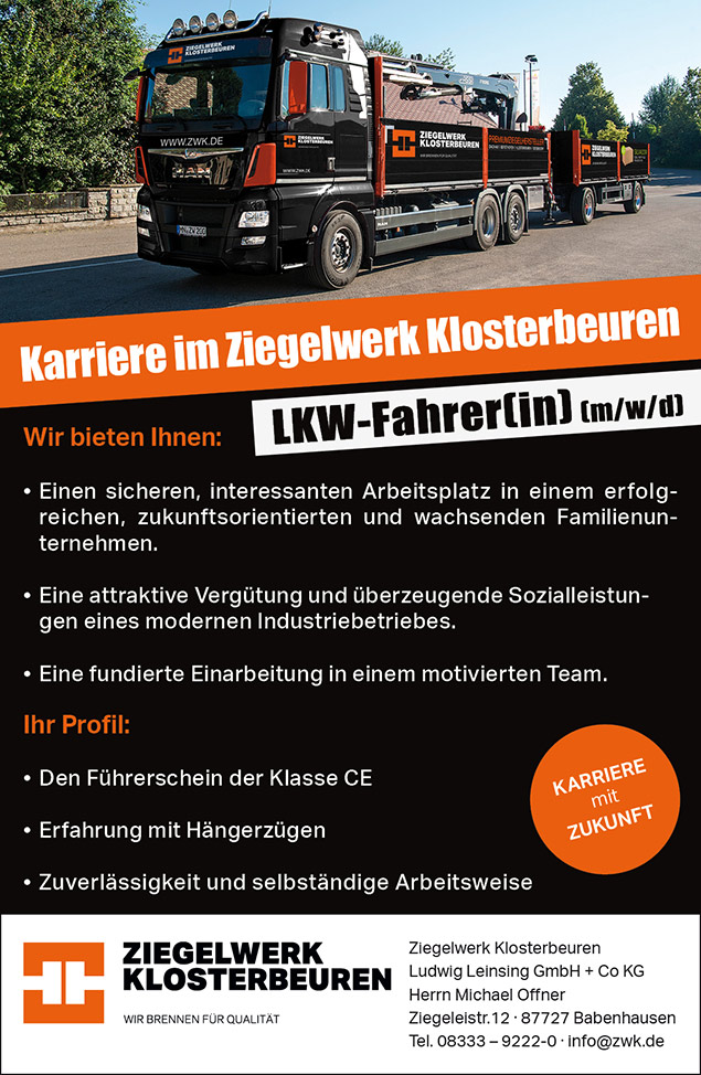 » ZWK-Stellenanzeige LKW-Fahrer 2020